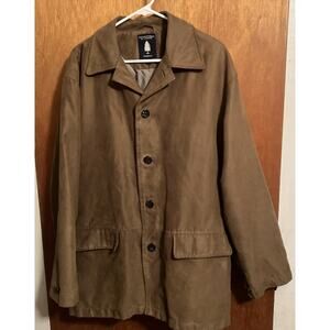 Roundtree & Yorke Jacket Men Size L Brown Faux Suede Button Up Bomber Vintage